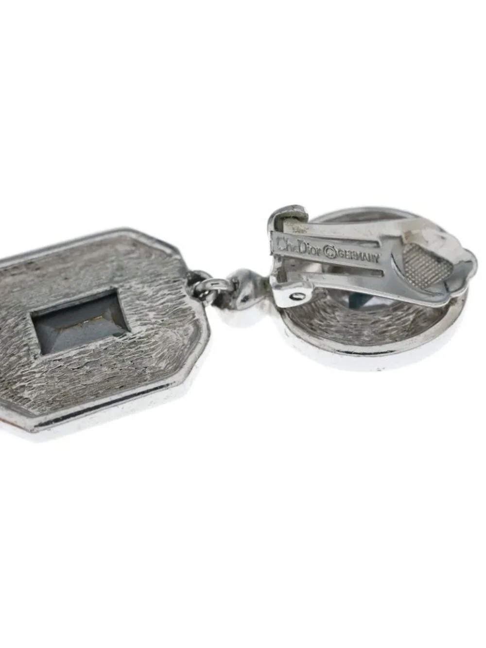 Dior Vintage Silver Earrings Clear - Picture 5 of 6